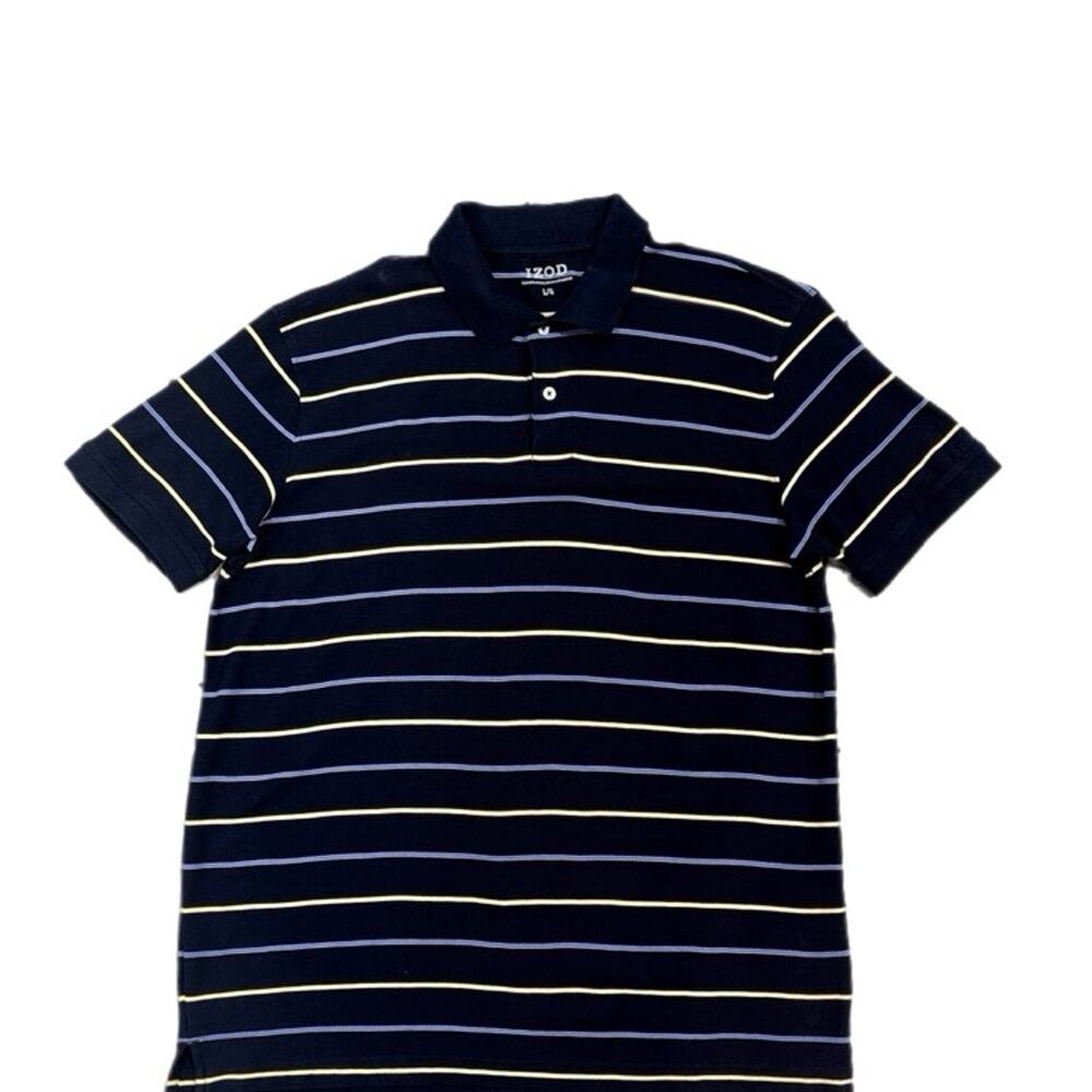 IZOD Navy Striped Polo Black Shirt